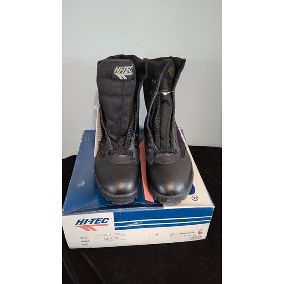 Hi-Tec Magnum Junior Tactical Boots Black Leather Size 6 Mens New In Box...